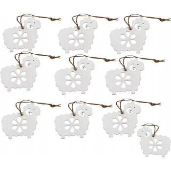 Velikonoční dekorace BERÁNEK NA DEKORACI VELIKONOČNÍ DŘEVĚNÝ PŘÍVĚSEK ZAJÍČEK DEKORACE 10 ks