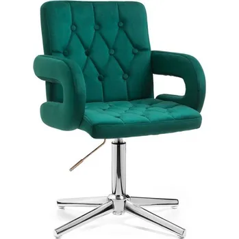 LuxuryForm DESIGN Kosmetická židle BOSTON VELUR na stříbrném kříži - zelená