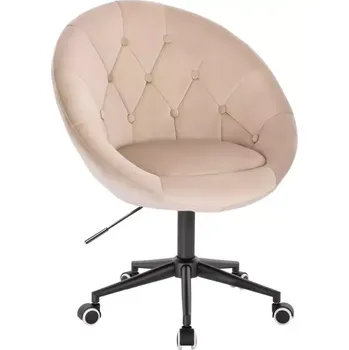 LuxuryForm DESIGN Kosmetické křeslo VERA VELUR na černé podstavě s kolečky - latte