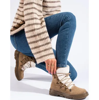 Dětská móda Hnědé dámské sněhule s kožešinou GD-