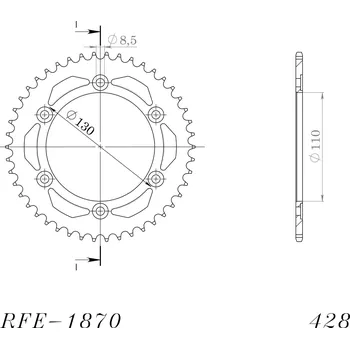 Řetězová sada pro motocykl Řetězová rozeta SUPERSPROX RFE-1870:46-BLK černý 46 zubů, 428 RFE-1870:46-BLK