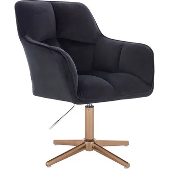 Barová židle LuxuryForm DESIGN Křeslo AMALFI VELUR na zlatém kříži - černé