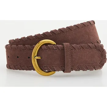 Opasek Reserved - Semišový pásek s přezkou - tmavě hnědá - 638CO-89X - 638CO-89X-L