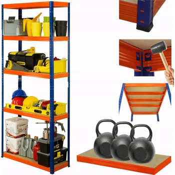 regál Kovový dílenský regál HELIOS 196x90x50cm, 5 polic, nosnost 350kg POLSKÝ, ODOLNÝ