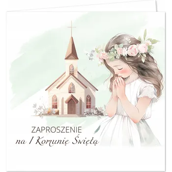 Obraz POZVÁNKA NA PRVNÍ SVATÉ PŘIJÍMÁNÍ GREENCLOUD pro dívku + obálka