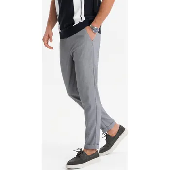 Pánské kalhoty Ombre Men&#039;s REGULAR FIT chino pants with elastic waistband - gray Ombre šedá 2643070
