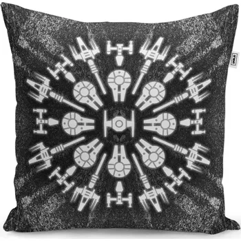 Polštář Dekorační polštář Star Wars Vesmírné lodě na šedém abstraktu - Sablio - 40x40 cm