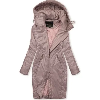 Dámská casual bunda Starorůžová přechodná dlouhá bunda
