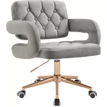 Barová židle LuxuryForm DESIGN Židle ADRIA VELUR na zlaté podstavě s kolečky - šedá