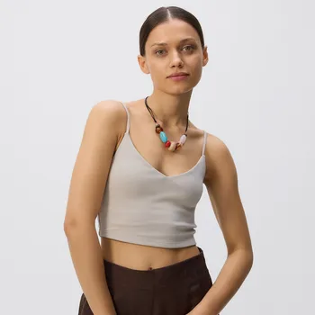 Dámské tričko Reserved - Krátký top na ramínkách - světle šedá - 9917B-09X - 9917B-09X-S