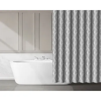 Sprchový závěs AWD Závěs koupelnový 180x180cm dekor, PES dekor šrafování