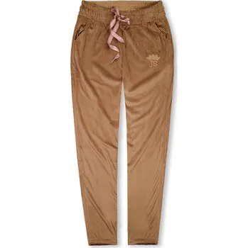 Hnědé sametové teplákové kalhoty