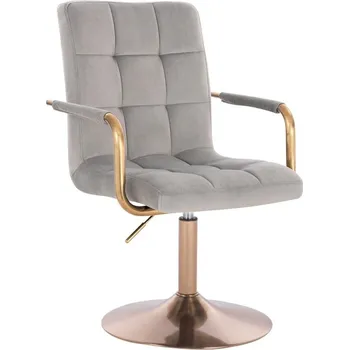 LuxuryForm DESIGN Židle VERONA GOLD VELUR na zlatém talíři - světle šedá