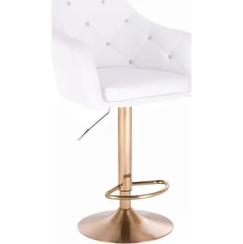 Barová židle LuxuryForm DESIGN Barová židle ROMA na zlatém talíři - bílá