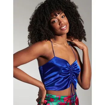 Sinsay - Crop top s ozdobným vázáním - modrá - 6815J-54X - 6815J-54X-XXS