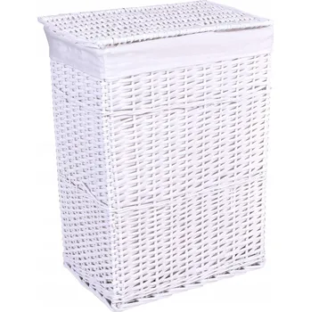 Koš na prádlo PŘÍRUČNÍ KOŠÍK PŘÍRODNÍ PRO PRÁDLO, HRAČKY, BÍLÝ KUFR DO KOUPELNY L