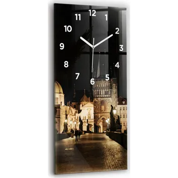 Hodiny Skleněné hodiny s tichým mechanismem Loft Nástěnné Karlův most v Praze 30x60
