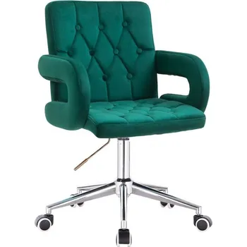 LuxuryForm DESIGN Kosmetická židle BOSTON VELUR na stříbrné podstavě s kolečky - zelená