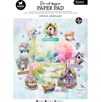 Výtvarná sada Kreativní blok s výseky Studio Light "Spring Serenade", A4, 28 l. - Jarní serenáda