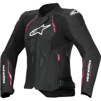 Moto bunda Dámská kožená bunda na motorku Alpinestars Stella Dusk černo-růžovo-bílá