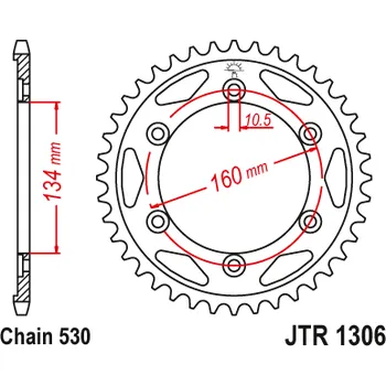 Řetězová sada pro motocykl Řetězová rozeta JT JTR 1306-40ZBK 40 zubů, 530 Černý zinek JTR1306.40ZBK