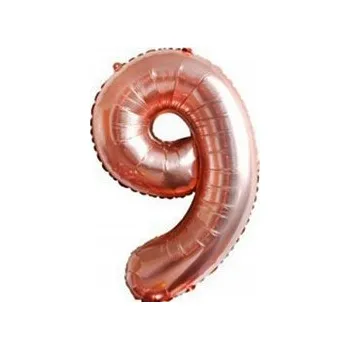 Balónek Balónky číslice 9 Růžově zlaté fóliové na narozeniny 100 cm