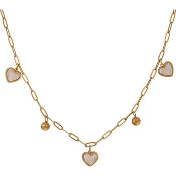 Náhrdelník Řetízek Chain s přívěsky srdíček zlatý