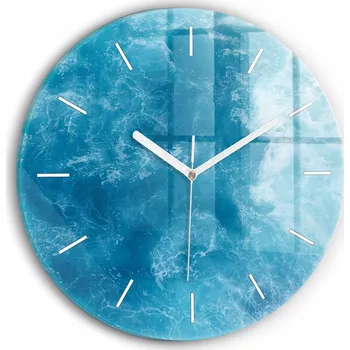 Hodiny Skleněné moderní foto nástěnné hodiny s plynoucími ručičkami Moře voda průměr 30 cm
