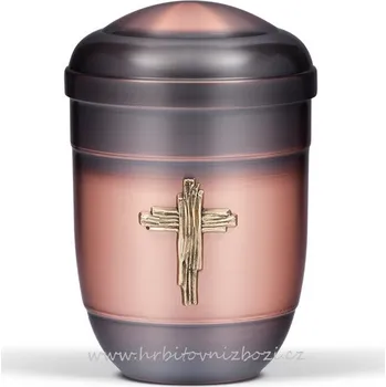 Smuteční dekorace Urna měděná s moderním křížem