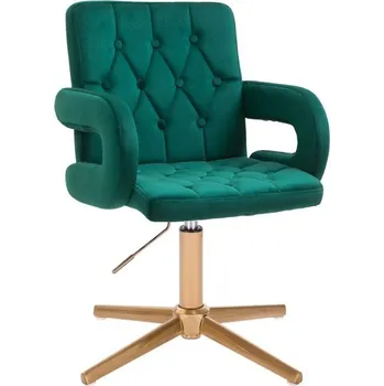 LuxuryForm DESIGN Kosmetická židle BOSTON VELUR na zlatém kříži - zelená