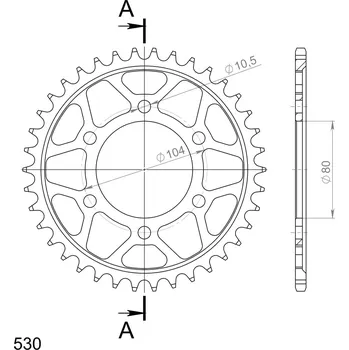 Řetězová sada pro motocykl Řetězová rozeta SUPERSPROX RFE-488:38-BLK černý 38 zubů, 530 RFE-488:38-BLK