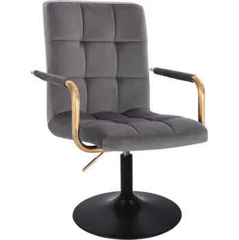 LuxuryForm DESIGN Kosmetická židle VERONA GOLD VELUR na černém talíři - tmavě šedá