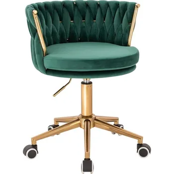 LuxuryForm DESIGN Kosmetická židle LYON VELUR na zlaté podstavě s kolečky - zelená