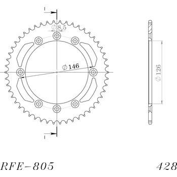 Řetězová sada pro motocykl Řetězová rozeta SUPERSPROX RFE-805:50-BLK černý 50 zubů, 428 SUZUKI DR 125 SM 2008-2013
