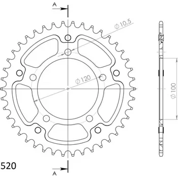 Řetězová sada pro motocykl Řetězová rozeta SUPERSPROX STEALTH RST-703:42-SLV stříbrná 42 zubů, 520 RST-703:42-SLV