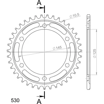Řetězová sada pro motocykl Řetězová rozeta SUPERSPROX RFE-865:39-BLK černý 39 zubů, 530 YAMAHA FZX 750 Fazer 1987-1989