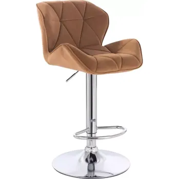 Barová židle LuxuryForm DESIGN Barová židle MILANO VELUR na stříbrném talíři - medová