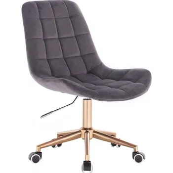 LuxuryForm DESIGN Kosmetická židle PARIS VELUR na zlaté podstavě s kolečky - šedá