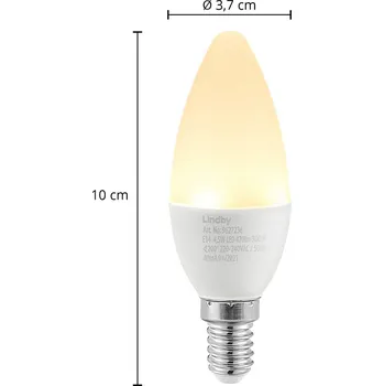 Lampička Lindby LED svíčka, E14, C35, 4,5 W, opál, 3 000 K
