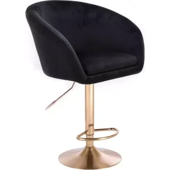 Barová židle LuxuryForm DESIGN Barová židle VENICE VELUR na zlatém talíři - černá