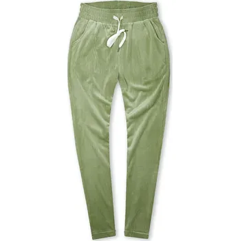 Dámské kalhoty Zelené ležérní kalhoty s manšestrovým vzorem