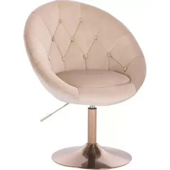 LuxuryForm DESIGN Kosmetické křeslo VERA VELUR na zlatém talíři - latte