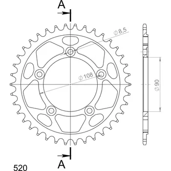 Řetězová sada pro motocykl Řetězová rozeta SUPERSPROX RFE-491:38-BLK černý 38 zubů, 520 DUCATI Paso 750 1986-1990