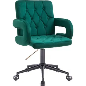 LuxuryForm DESIGN Kosmetická židle BOSTON VELUR na černé podstavě s kolečky - zelená