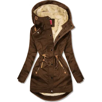 Pánská parka Čokoládově hnědá prodloužená parka s plyšem