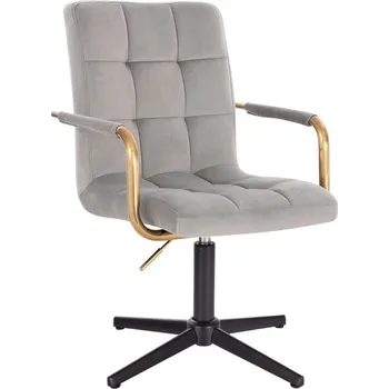 LuxuryForm DESIGN Kosmetická židle VERONA GOLD VELUR na černém kříži - světle šedá