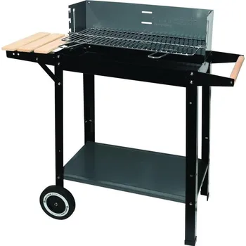 Zahradní gril Gril zahradní obdélník na kolečkách + dřevo 53x27 cm výška 83 cm MG 909