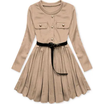 Dívčí šaty Béžové dívčí šaty s páskem