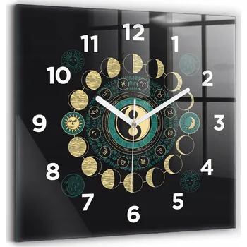 Hodiny Skleněné Hodiny s potiskem Moderní Nástěnné Hodiny Fáze měsíce 30x30