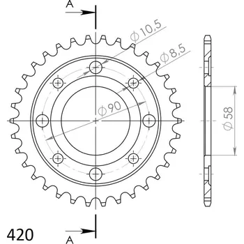 Řetězová sada pro motocykl Řetězová rozeta SUPERSPROX RFE-214:34-BLK černý 34 zubů, 420 RFE-214:34-BLK